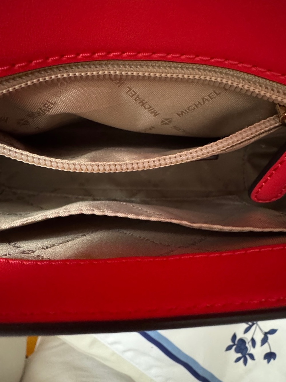 Michael Kors Sloan Editor Red Leather Crossbody with Branded Canvas Strap - Picture 11 of 14